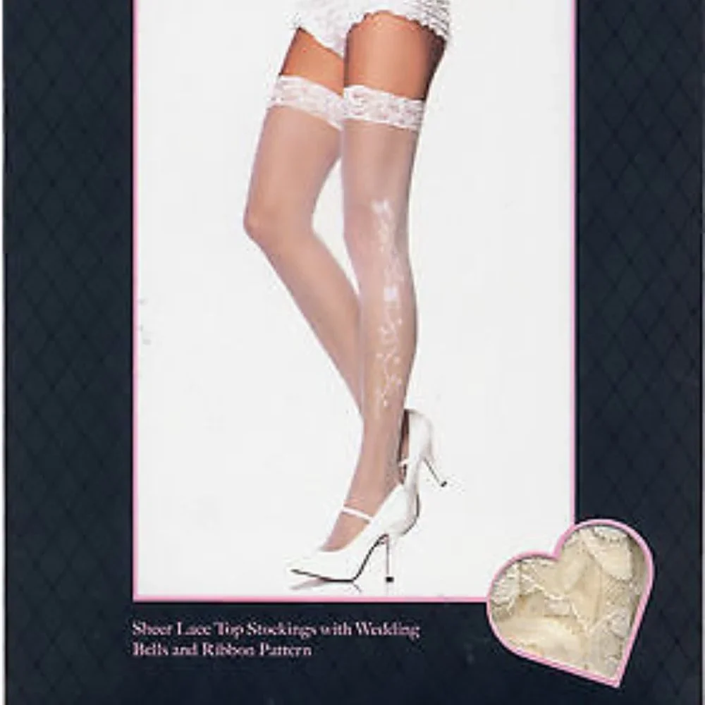 NWT (Off-White) Wedding Bells are Ringing Rhinestone Embellished Thigh Highs
